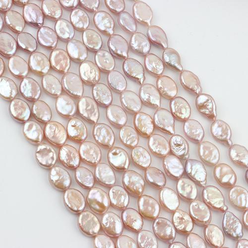 Pièce de culture des perles d'eau douce, perle d'eau douce cultivée, ovale plat, DIY, rose pourpre Environ 39-40 cm, Vendu par brin