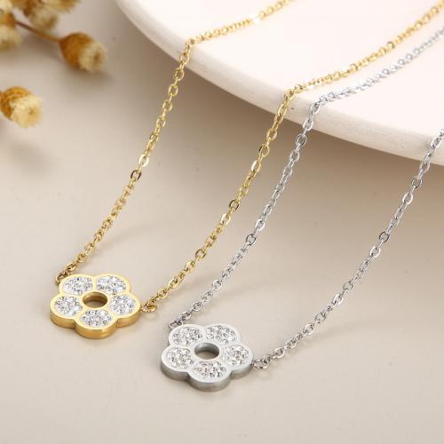 Bijoux strass en acier inoxydable Set, Acier inoxydable 304, fleur, styles différents pour le choix & pour femme & avec strass, plus de couleurs à choisir, Vendu par PC