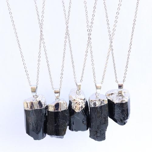 Schorl Pendant, with Brass, Nuggets, plated, DIY 10-15 thick, about 25 long. 