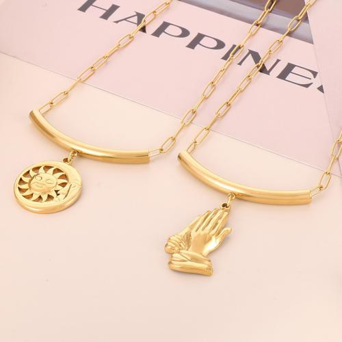 Collier de bijoux de titane, Acier titane, bijoux de mode & styles différents pour le choix & pour femme, doré Environ 390 mm, Vendu par PC