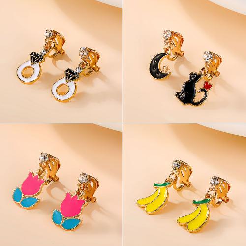 Zinc Alloy Stud Earring, with enamel, gold color plated, fashion jewelry & for woman [