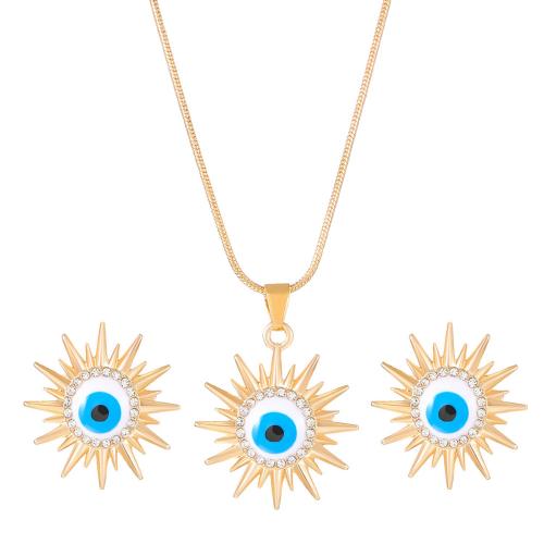 Evil Eye Jewelry Set, Zinc Alloy, with enamel, 2 pieces & for woman & with rhinestone 