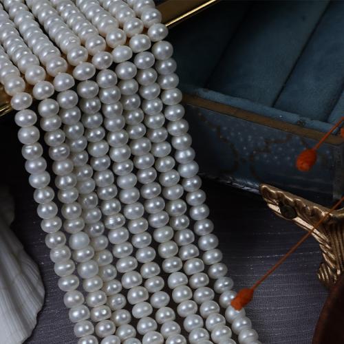 Natural Freshwater Pearl Loose Beads, Flat Round, DIY, white, Length about 5.5-6mm Approx 37 cm [