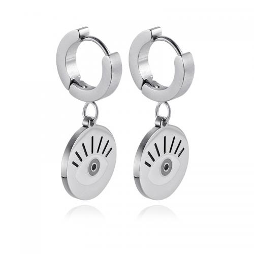 Huggie Hoop Drop Earring, Нержавеющая сталь 304, Круглая, вакуумное ионное покрытие, ювелирные изделия моды & Женский & эмаль, оригинальный цвет продается Пара