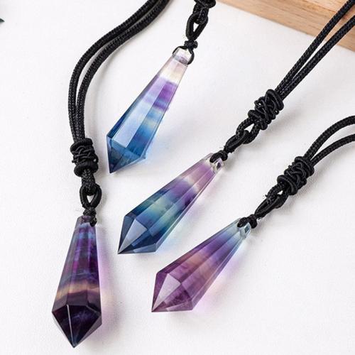 Colorful Fluorite Pendulum Pendant, Geometrical Pattern, DIY, decoration length 30-40mm 