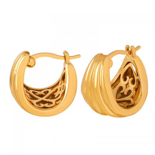 Acier titane boucle d'oreille leverback, Placage de couleur d'or, bijoux de mode & pour femme Vendu par paire