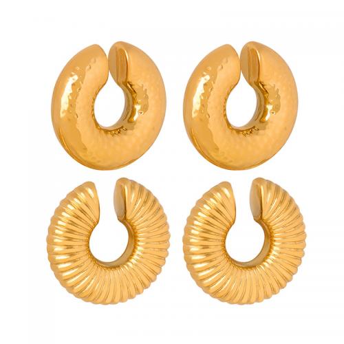 Acier titane manchette d'oreille, Lettre U, Placage, bijoux de mode & styles différents pour le choix & pour femme, 30mm, Vendu par paire