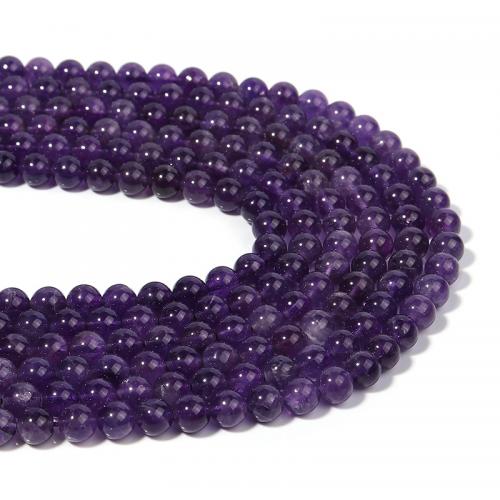 Natural Amethyst Beads, Round, DIY purple [