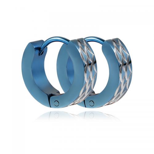 Stainless Steel Huggie Hoop Earring, 304 Stainless Steel, Vacuum Ion Plating, fashion jewelry & Unisex, blue [