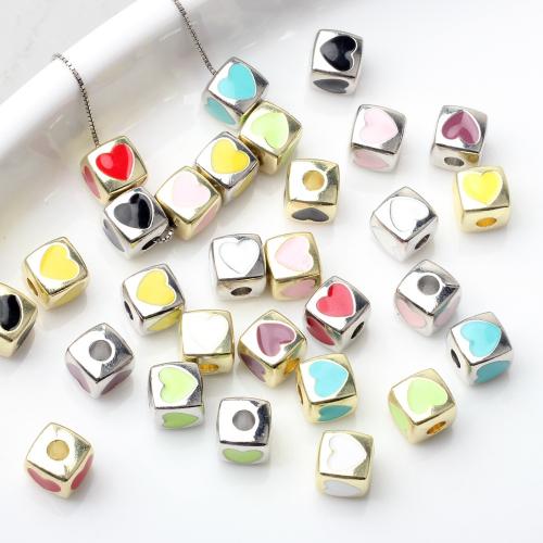 Enamel Zinc Alloy Beads, Square, plated, DIY 7mm [