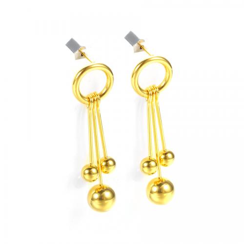 Boucles d'oreilles en acier titane, Rond, Placage ionique sous vide, bijoux de mode & pour femme & creux, doré, protéger l'environnement, sans nickel, plomb et cadmium, 43mm, Vendu par paire