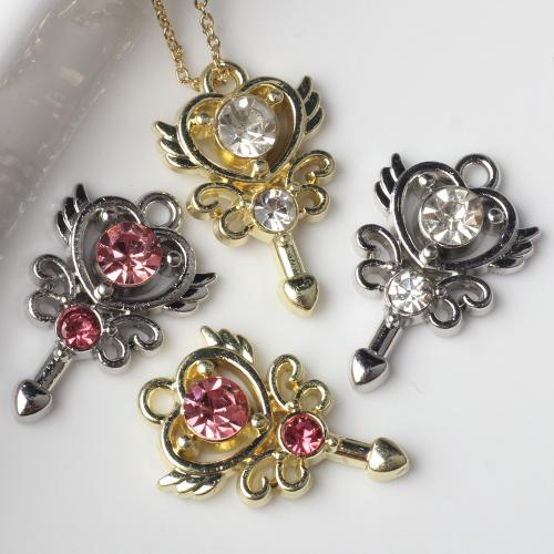 Zinc Alloy Rhinestone Pendants, Heart, plated, DIY & with rhinestone [