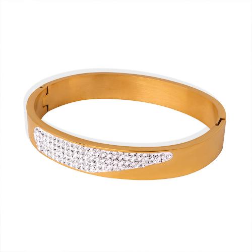 Bracelet de couple, Acier titane, avec Tchèque, Placage ionique sous vide, bijoux de mode & unisexe, plus de couleurs à choisir, 10mm, Diamètre inté Environ 60mm, Vendu par PC