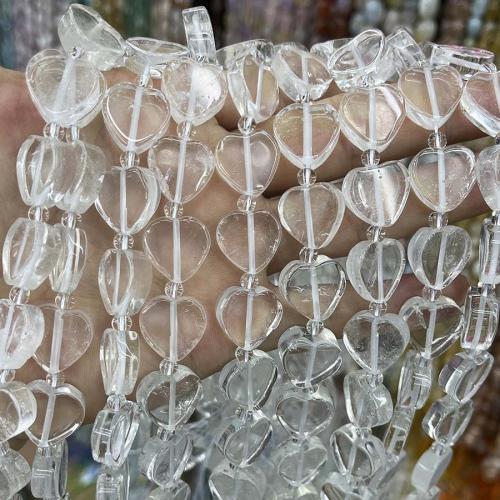 Cristal clair naturel, quartz clair, coeur, DIY, transparent, 16mm Environ 38 cm, Vendu par brin