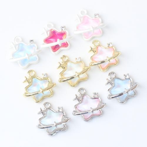 Resin Zinc Alloy Pendants, with Resin, Star, plated, DIY & with rhinestone [