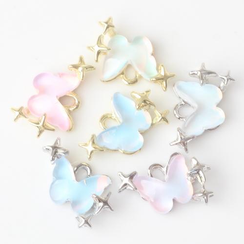 Resin Zinc Alloy Pendants, with Resin, Butterfly, plated, DIY [