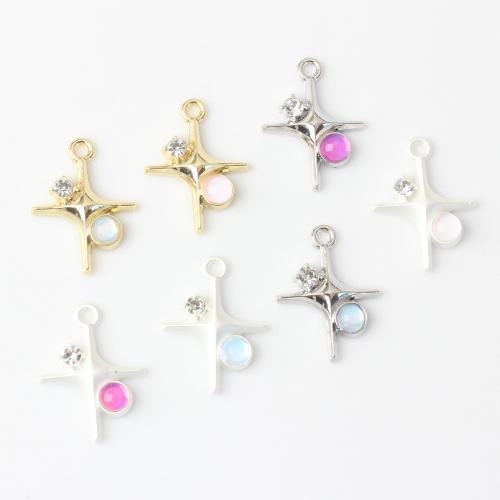 Resin Zinc Alloy Pendants, with Resin, Cross, plated, DIY & with rhinestone [