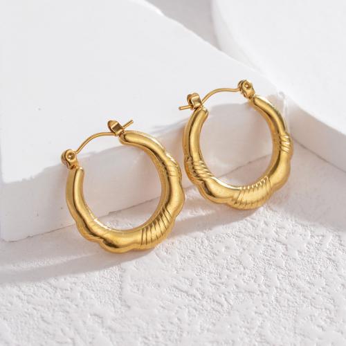 Boucles d'oreilles en acier titane, Plaqué or 18K, bijoux de mode & styles différents pour le choix & pour femme, Vendu par paire