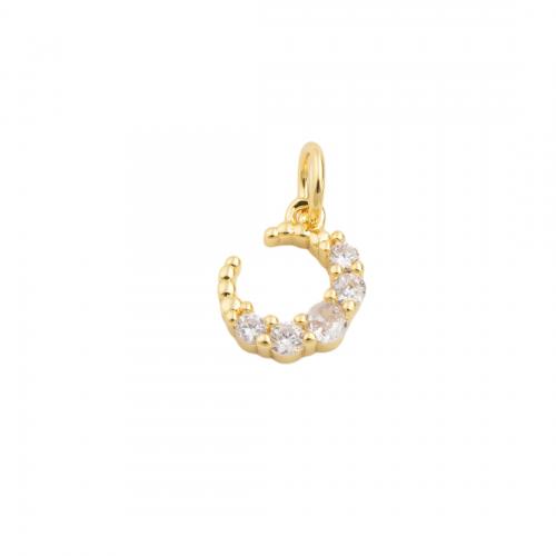 Cubic Zirconia Micro Pave Brass Pendant, Moon, high quality plated, DIY & micro pave cubic zirconia Approx 4.5mm [