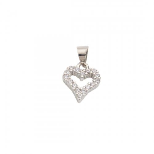 Cubic Zirconia Micro Pave Brass Pendant, Heart, high quality plated, DIY & micro pave cubic zirconia Approx 4mm [