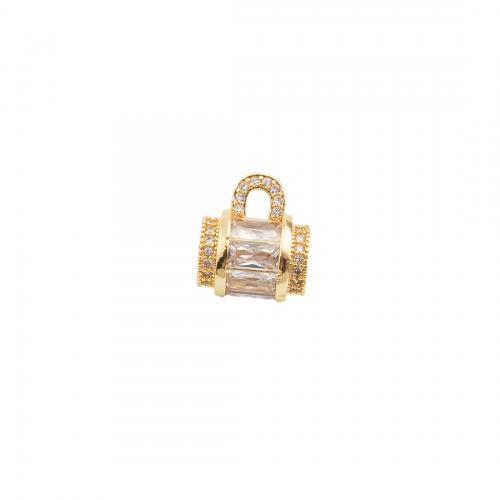 Cubic Zirconia Micro Pave Brass Pendant, Lock, high quality plated, DIY & micro pave cubic zirconia Approx 2.5mm [