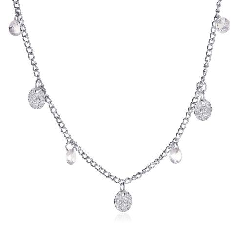 Collier en alliage de zinc, avec cristal, avec 8cm chaînes de rallonge, Placage de couleur argentée, bijoux de mode & pour femme, argent Environ 46 cm, Vendu par PC