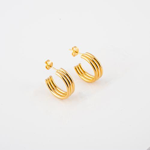 Edelstahl Stud Ohrring, 304 Edelstahl, poliert, Modeschmuck & für Frau, goldfarben, 20x20x7mm, verkauft von Paar[