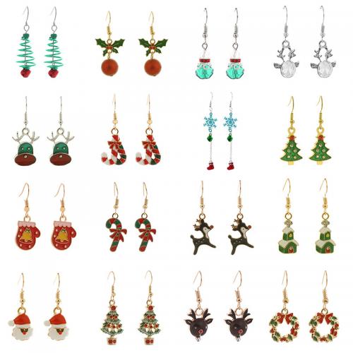 Pendientes de Navidad, aleación de zinc, chapado, Joyas de Navidad & diferentes estilos para la opción & para mujer & esmalte, earring length 10-40mm, Vendido por Par