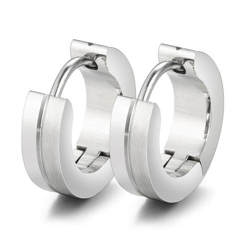 Boucles d'oreilles en acier titane, beignet, bijoux de mode & unisexe, couleur originale, protéger l'environnement, sans nickel, plomb et cadmium, 13mm, Vendu par paire