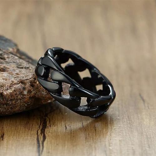 Edelstahl Fingerring, 304 Edelstahl, drei Stücke & Modeschmuck & verschiedene Größen vorhanden & für den Menschen, schwarz, Width 8mm,Thickness 2mm, 3PCs/setzen, verkauft von setzen