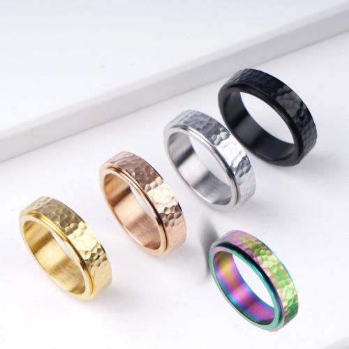 Edelstahl Fingerring, 304 Edelstahl, Vakuum-Ionen-Beschichtung, Modeschmuck & drehbare & unisex & verschiedene Größen vorhanden, keine, Width 6mm,Thickness 2mm, verkauft von PC