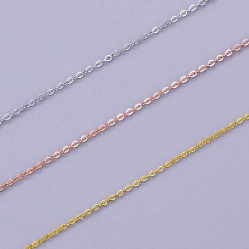 Collar de cadena de plata esterlina, plata de ley 925, chapado, Cadena cruzada & Bricolaje & para mujer, más colores para la opción, longitud:aproximado 17.7 Inch, Vendido por UD[