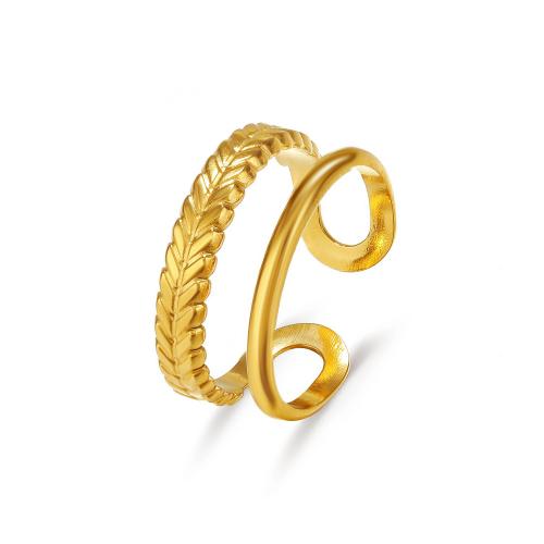 Edelstahl Fingerring, 304 Edelstahl, Blatt, plattiert, für Frau & hohl, keine, 17mm, verkauft von PC