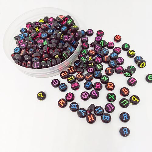 Acrylic Alphabet Beads, Round, DIY, mixed colors 