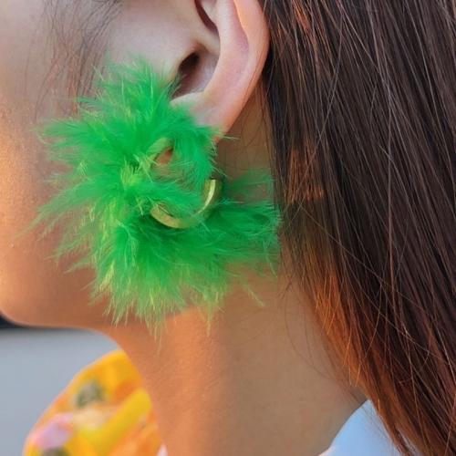 Fluffy Pom Pom Earrings, Plush, with 304 Stainless Steel & Zinc Alloy, fashion jewelry 