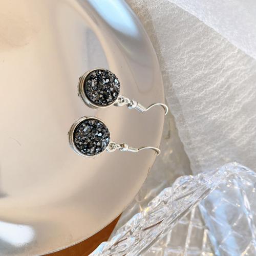 Crystal Drop Earring, Zinc Alloy, with Crystal, plated, fashion jewelry, black, 36mm [