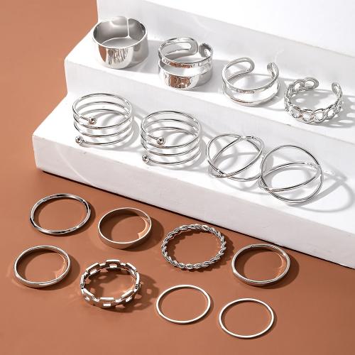 Zinc Alloy Ring Set, plated, fashion jewelry, silver color [