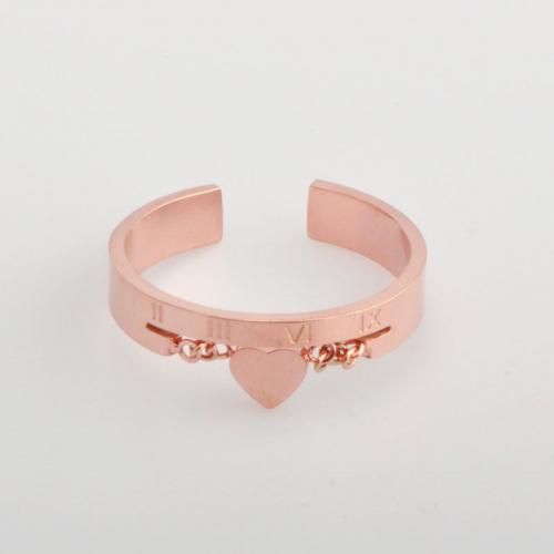 Anillo de dedo de acero Titanium de, Partículas de acero, chapado, diverso tamaño para la opción & para mujer, color de rosa dorada, Vendido por UD