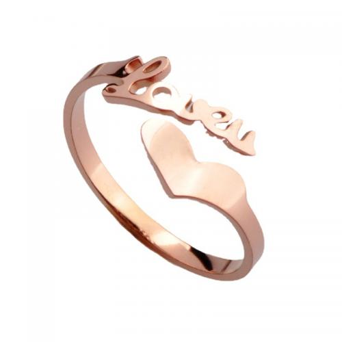 Anillo de dedo de acero Titanium de, Partículas de acero, chapado, para mujer, color de rosa dorada, tamaño:7, Vendido por UD