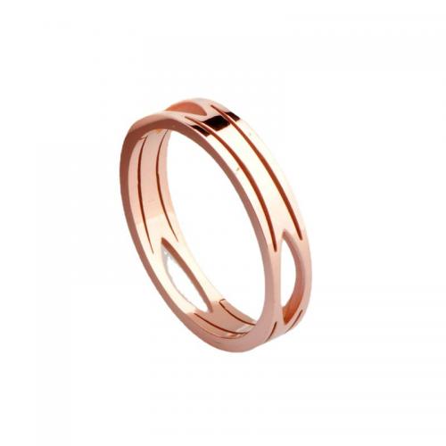 Anillo de dedo de acero Titanium de, Partículas de acero, chapado, diverso tamaño para la opción & para mujer, color de rosa dorada, Vendido por UD