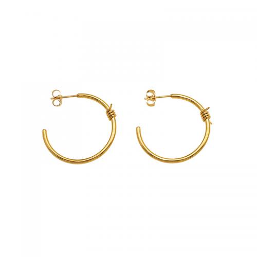 Boucles d'oreilles en acier titane, Placage ionique sous vide, bijoux de mode & pour femme, Or, Vendu par paire