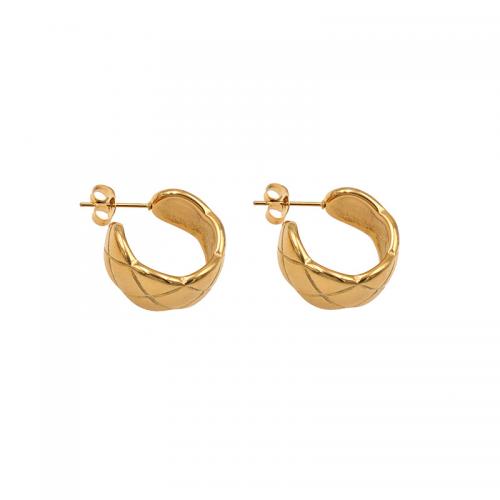 Boucles d'oreilles en acier titane, Placage ionique sous vide, bijoux de mode & pour femme, Or, Vendu par paire