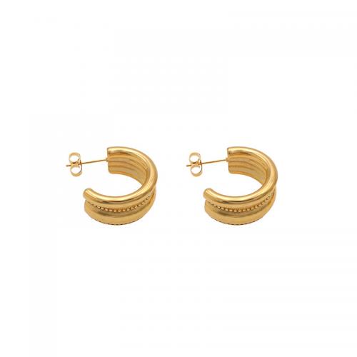 Boucles d'oreilles en acier titane, Placage ionique sous vide, bijoux de mode & styles différents pour le choix & pour femme, Or, Vendu par paire