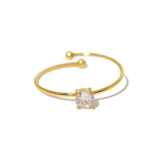 Cubic Zirconia anillo de dedo de acero inoxidable, acero inoxidable 304, 18K chapado en oro, Joyería & micro arcilla de zirconia cúbica & para mujer, Inner diameter :19mm, Vendido por UD