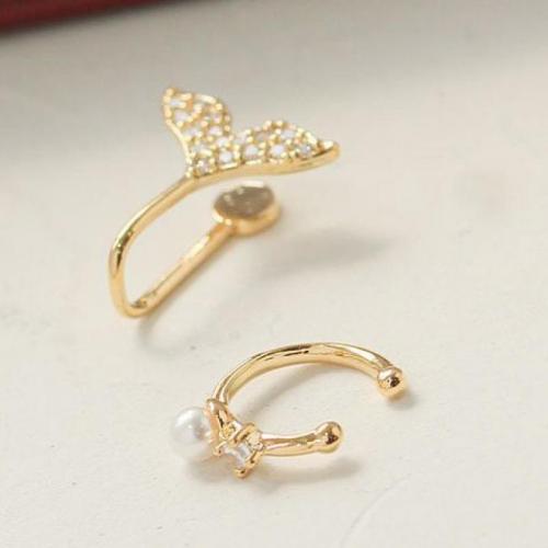 Cubic Zirconia Micro Pave Brass Earring, Unisex & micro pave cubic zirconia, gold [