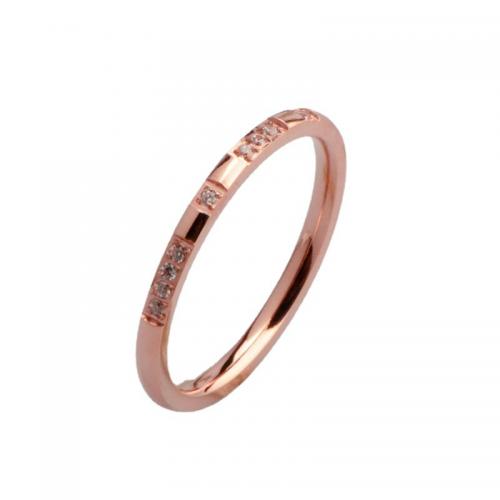 Titane Acier Bague, Acier titane, Placage, normes différentes pour le choix & pavé de micro zircon & pour femme, couleur or rose, Vendu par PC[