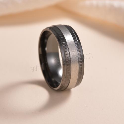 Edelstahl Fingerring, 304 Edelstahl, Modeschmuck & verschiedene Größen vorhanden & für den Menschen, schwarz, Width 8mm,Thickness 2mm, verkauft von PC