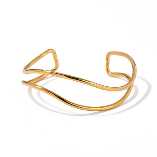 Stainless Steel Cuff Bangle, 304 Stainless Steel, 18K gold plated, fashion jewelry & for woman, golden, Inner Approx 59.7mm [