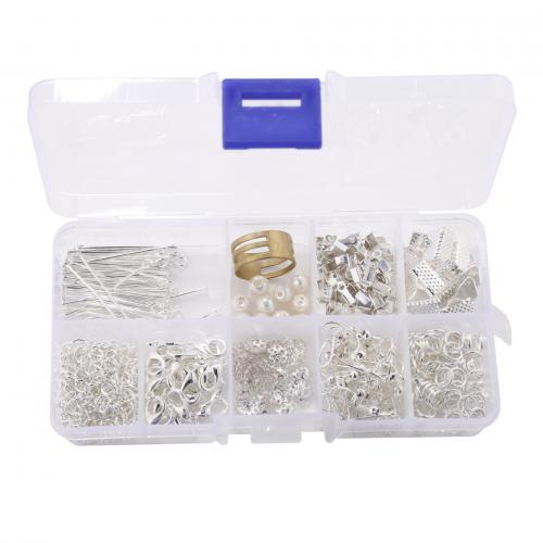 DIY Jewelry Finding Kit, Iron, with Plastic Box & Zinc Alloy, plated, 10 cells [