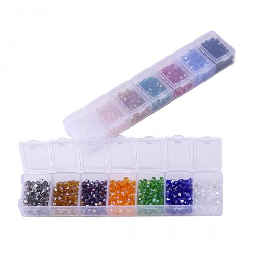 Kit de bricolage bijoux conclusion, verre, avec Boîte en plastique, DIY & facettes, couleurs mélangées x4.2mm, 2boîteszone/lot Vendu par lot[